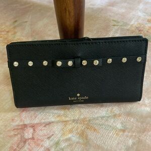 Kate Spade Black Wallet with Crystal Accents